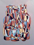 Long Necked Bottles in Space with Terracotta Bowl-Brian Irving-Giclee Print