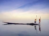 Fishing Boat Reflected on Inle Lake, Burma-Brian McGilloway-Photographic Print