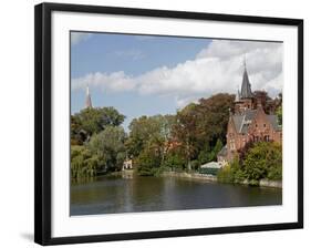 Brick Church on Minnewater Lake, Bruges, Belgium-Kymri Wilt-Framed Photographic Print