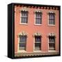 Brick Facade of 19th Century Building with Ornate Stonework Around Windows-Walker Evans-Framed Stretched Canvas