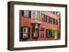 Brick houses and gas street lamp on Beacon Hill, Boston, Massachusetts, USA-Russ Bishop-Framed Photographic Print
