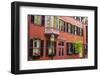 Brick houses and gas street lamp on Beacon Hill, Boston, Massachusetts, USA-Russ Bishop-Framed Photographic Print