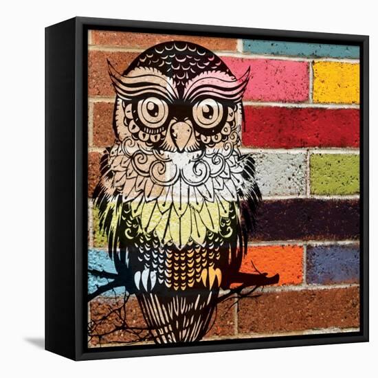 Brick Wall Owl-Piper Ballantyne-Framed Stretched Canvas
