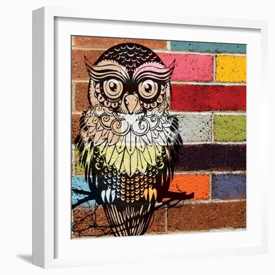 Brick Wall Owl-Piper Ballantyne-Framed Art Print