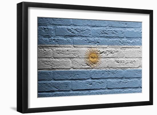 Brick Wall With A Painting Of A Flag, Argentina-Micha Klootwijk-Framed Art Print