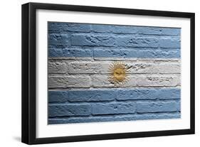 Brick Wall With A Painting Of A Flag, Argentina-Micha Klootwijk-Framed Art Print