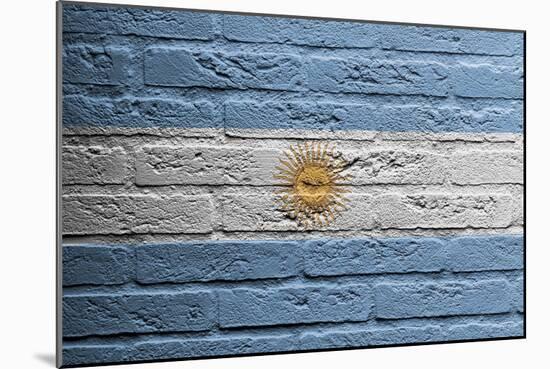 Brick Wall With A Painting Of A Flag, Argentina-Micha Klootwijk-Mounted Art Print