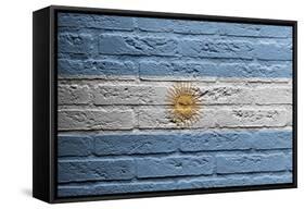 Brick Wall With A Painting Of A Flag, Argentina-Micha Klootwijk-Framed Stretched Canvas