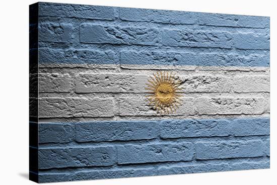 Brick Wall With A Painting Of A Flag, Argentina-Micha Klootwijk-Stretched Canvas