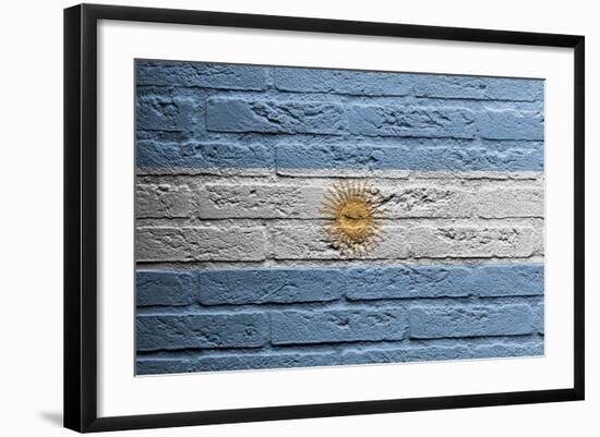 Brick Wall With A Painting Of A Flag, Argentina-Micha Klootwijk-Framed Art Print