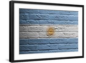 Brick Wall With A Painting Of A Flag, Argentina-Micha Klootwijk-Framed Art Print