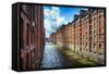 Brick Warehouses Of Speicherstadt, Hamburg-George Oze-Framed Stretched Canvas