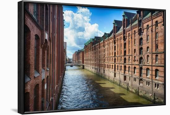 Brick Warehouses Of Speicherstadt, Hamburg-George Oze-Framed Photographic Print