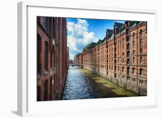 Brick Warehouses Of Speicherstadt, Hamburg-George Oze-Framed Photographic Print