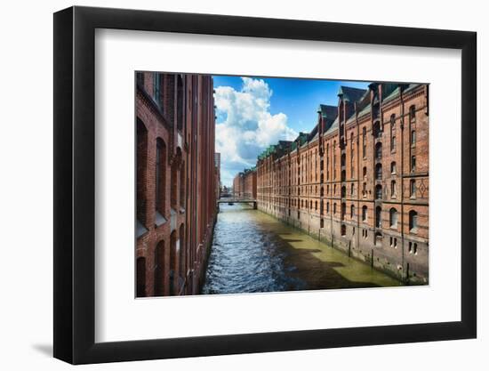 Brick Warehouses Of Speicherstadt, Hamburg-George Oze-Framed Photographic Print