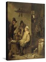 Bricklayer Smoking a Pipe, 1630-60-David Teniers-Stretched Canvas