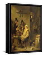 Bricklayer Smoking a Pipe-David Teniers II-Framed Stretched Canvas