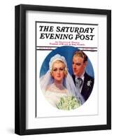 "Bridal Couple," Saturday Evening Post Cover, June 2, 1934-Bradshaw Crandall-Framed Giclee Print