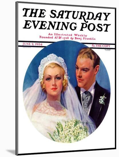 "Bridal Couple," Saturday Evening Post Cover, June 2, 1934-Bradshaw Crandall-Mounted Giclee Print