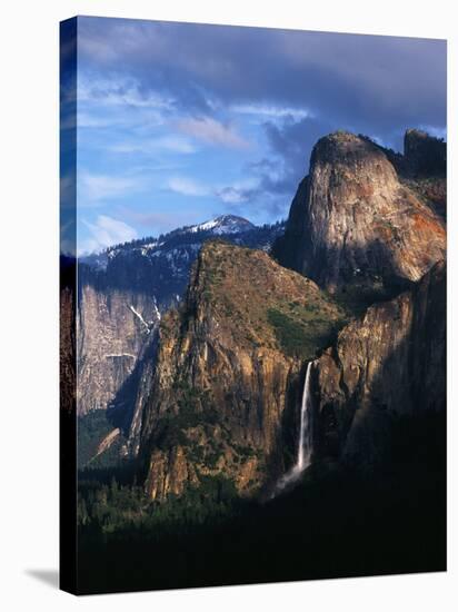 Bridal Veil Falls and Cathedral Rocks, Yosemite National Park, California, USA-Adam Jones-Stretched Canvas