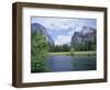 Bridalveil Falls (620 Feet) and the Merced River, Yosemite National Park, California USA-David Kjaer-Framed Premium Photographic Print