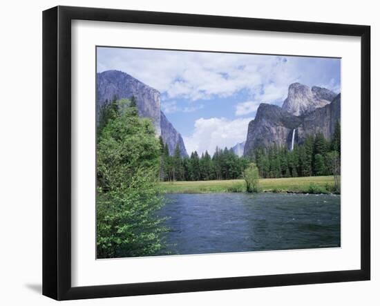 Bridalveil Falls (620 Feet) and the Merced River, Yosemite National Park, California USA-David Kjaer-Framed Photographic Print