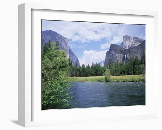 Bridalveil Falls (620 Feet) and the Merced River, Yosemite National Park, California USA-David Kjaer-Framed Photographic Print