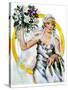 "Bride and Bouquet,"October 13, 1928-Ellen Pyle-Stretched Canvas