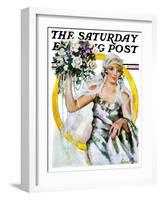 "Bride and Bouquet," Saturday Evening Post Cover, October 13, 1928-Ellen Pyle-Framed Giclee Print