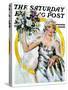 "Bride and Bouquet," Saturday Evening Post Cover, October 13, 1928-Ellen Pyle-Stretched Canvas