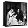 Bride and Groom Drinking Champagne After Wedding Ceremony in Manhattan-John Phillips-Framed Stretched Canvas