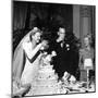 Bride and Groom Drinking Champagne After Wedding Ceremony in Manhattan-John Phillips-Mounted Photographic Print