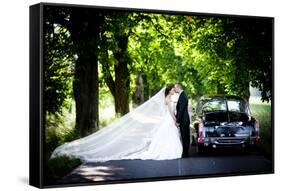 Bride and Groom in Car-HalfPoint-Framed Stretched Canvas