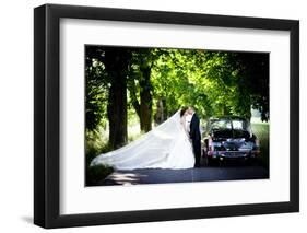 Bride and Groom in Car-HalfPoint-Framed Photographic Print