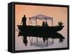 Bride and Groom Leaving a Wedding at Nkwali, Poled on African Gondola, Zambia-John Warburton-lee-Framed Stretched Canvas