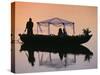 Bride and Groom Leaving a Wedding at Nkwali, Poled on African Gondola, Zambia-John Warburton-lee-Stretched Canvas