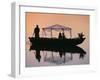 Bride and Groom Leaving a Wedding at Nkwali, Poled on African Gondola, Zambia-John Warburton-lee-Framed Photographic Print