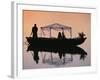 Bride and Groom Leaving a Wedding at Nkwali, Poled on African Gondola, Zambia-John Warburton-lee-Framed Photographic Print