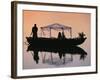 Bride and Groom Leaving a Wedding at Nkwali, Poled on African Gondola, Zambia-John Warburton-lee-Framed Photographic Print