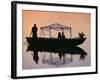 Bride and Groom Leaving a Wedding at Nkwali, Poled on African Gondola, Zambia-John Warburton-lee-Framed Photographic Print