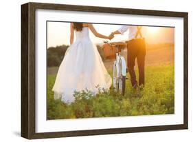 Bride and Groom with a White Wedding Bike-HalfPoint-Framed Photographic Print