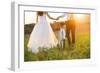 Bride and Groom with a White Wedding Bike-HalfPoint-Framed Photographic Print