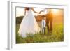 Bride and Groom with a White Wedding Bike-HalfPoint-Framed Photographic Print
