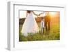 Bride and Groom with a White Wedding Bike-HalfPoint-Framed Photographic Print