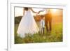 Bride and Groom with a White Wedding Bike-HalfPoint-Framed Photographic Print