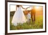 Bride and Groom with a White Wedding Bike-HalfPoint-Framed Photographic Print