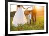 Bride and Groom with a White Wedding Bike-HalfPoint-Framed Photographic Print