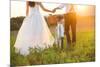 Bride and Groom with a White Wedding Bike-HalfPoint-Mounted Photographic Print