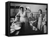 Bride Assisting in Kitchen During Wedding-Paul Schutzer-Framed Stretched Canvas