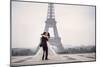 Bride & Groom at Eiffel Tower-null-Mounted Art Print